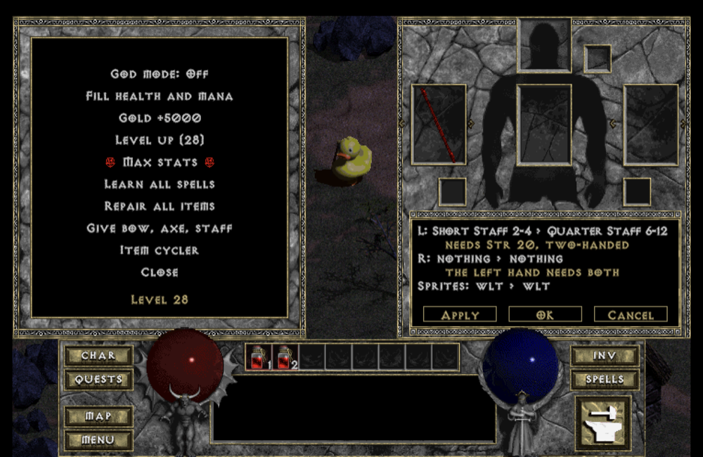The item cycler open in the game next to the trainer menu