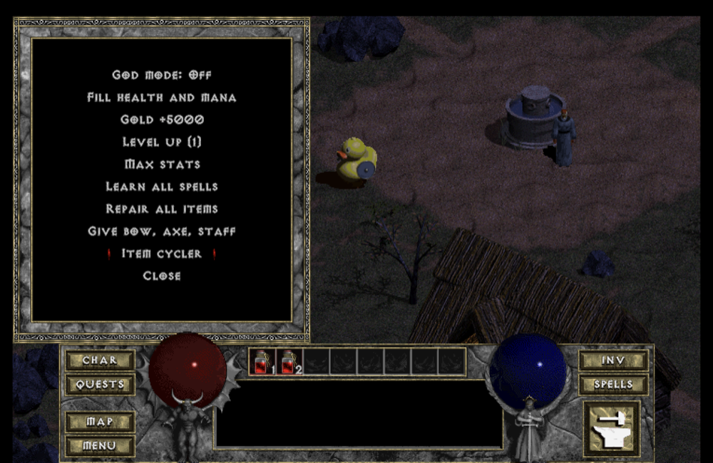 The trainer menu in the running game