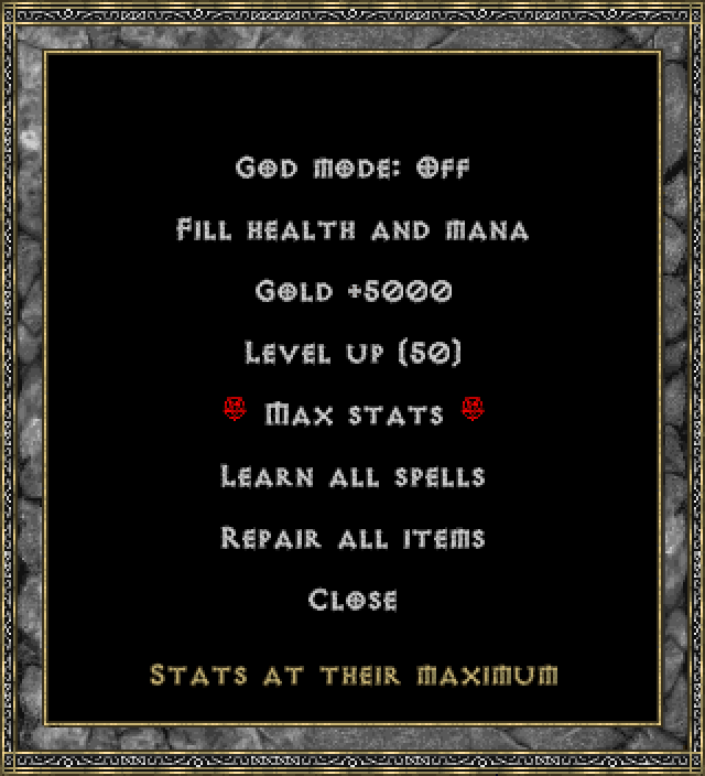 Mockup of the trainer menu drawn from game art